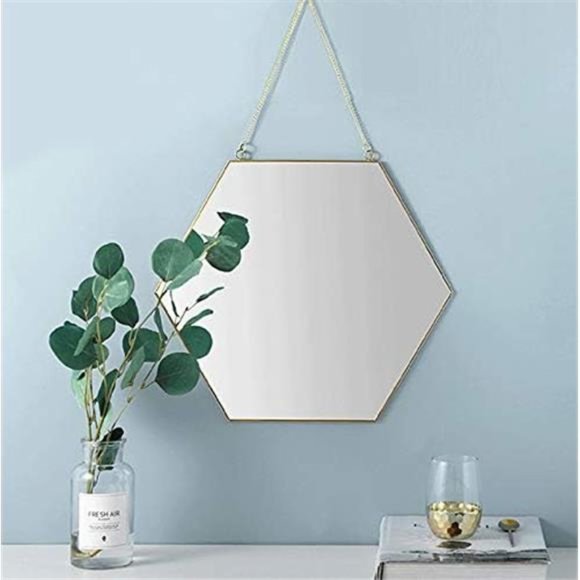Gold Hexagon Mirror Wall Decor Small Decorative Mirror Hanging Mirrors for Wall - Picture 3 of 6